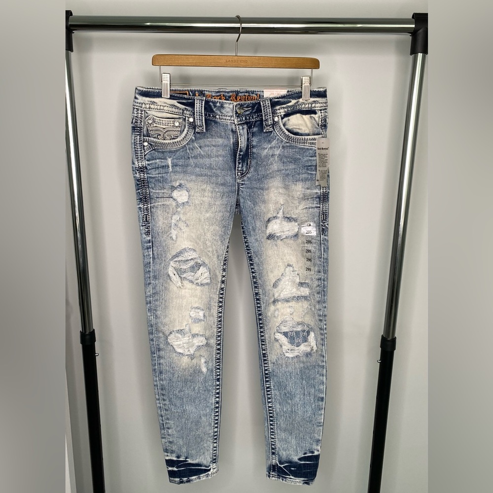 ROCK REVIVAL BLUE CORAL S200 LOW RISE SKINNY Size 29/30